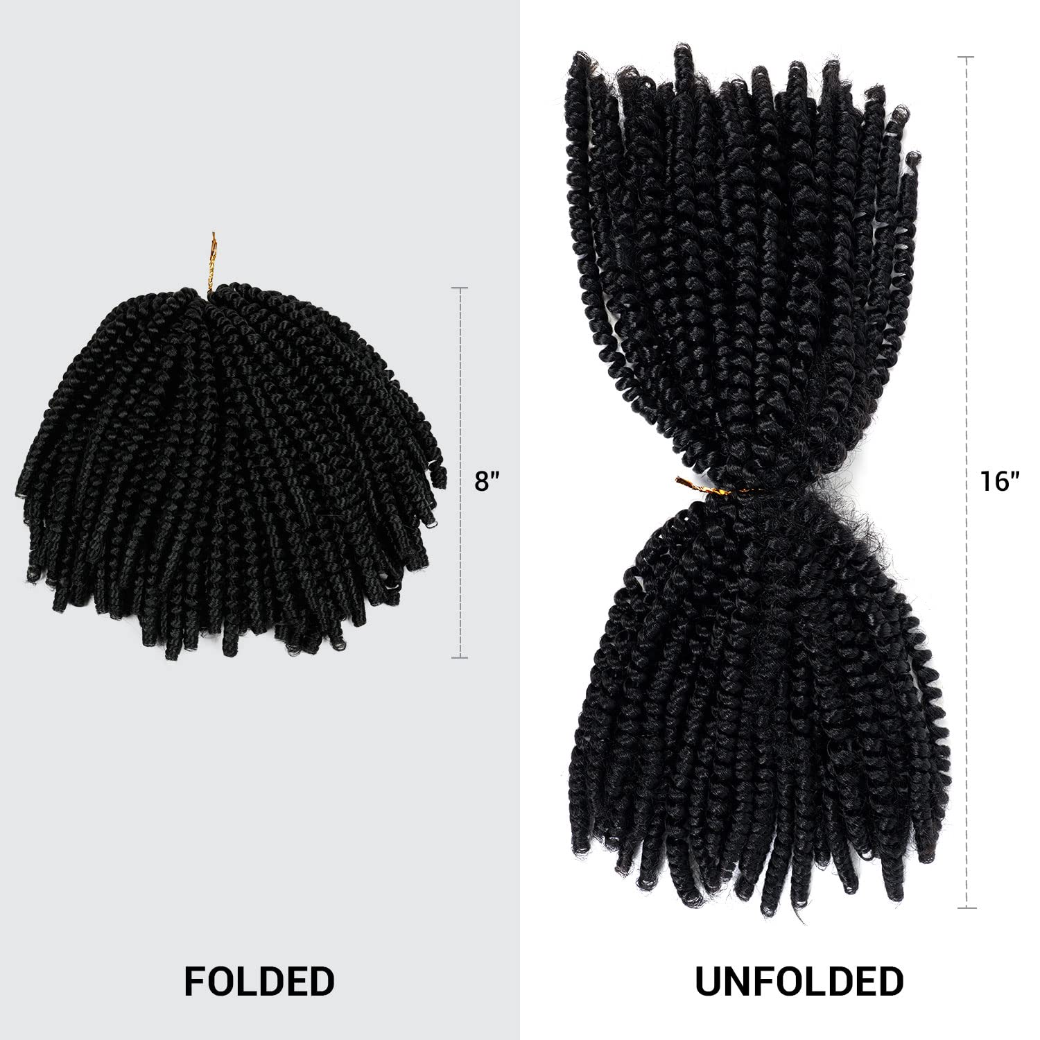 8 Inch 90 Strands(3 Packs) AU-THEN-TIC Spring Twist Crochet Hair Bomb Twist Crochet Braids Hair for Passion Twist Butterfly Locs Hair Extensions (3 Pack (90 Strands), 1-Jet Black)