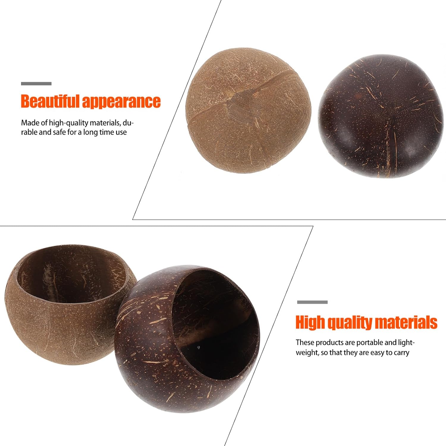 2Pcs Coconut Shell Candle Holders DIY Candle Bowls for Romantic Decorations Compact Natural Lightweight Design for Events Storage