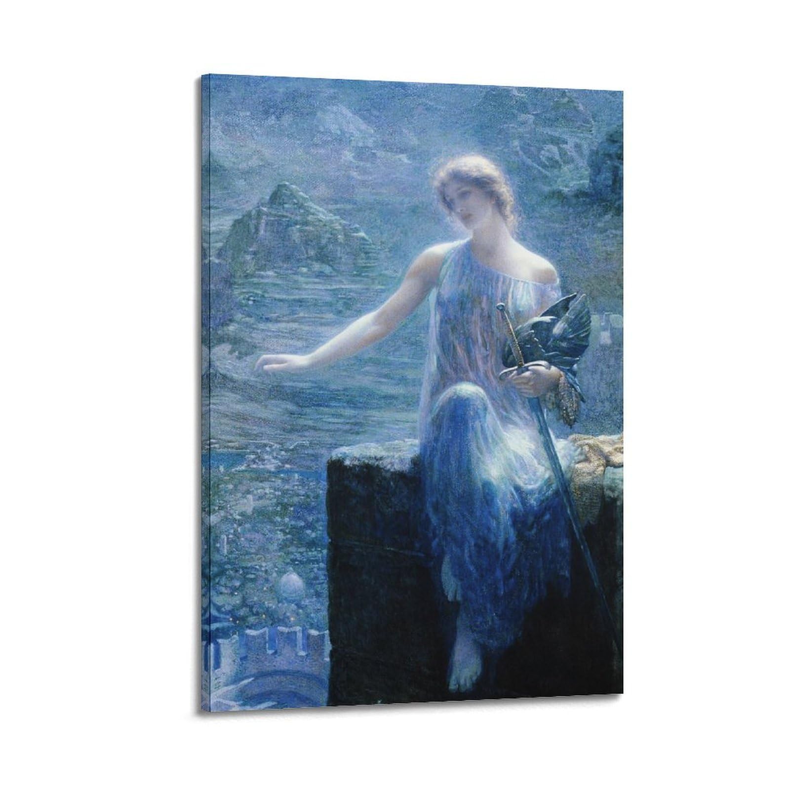 Edward Robert Hughes The Valkyrie's Vigil Poster Room Stampa artistica artistica da parete su tela moderna decorazione per camera da letto 30,5 x 45,7 cm