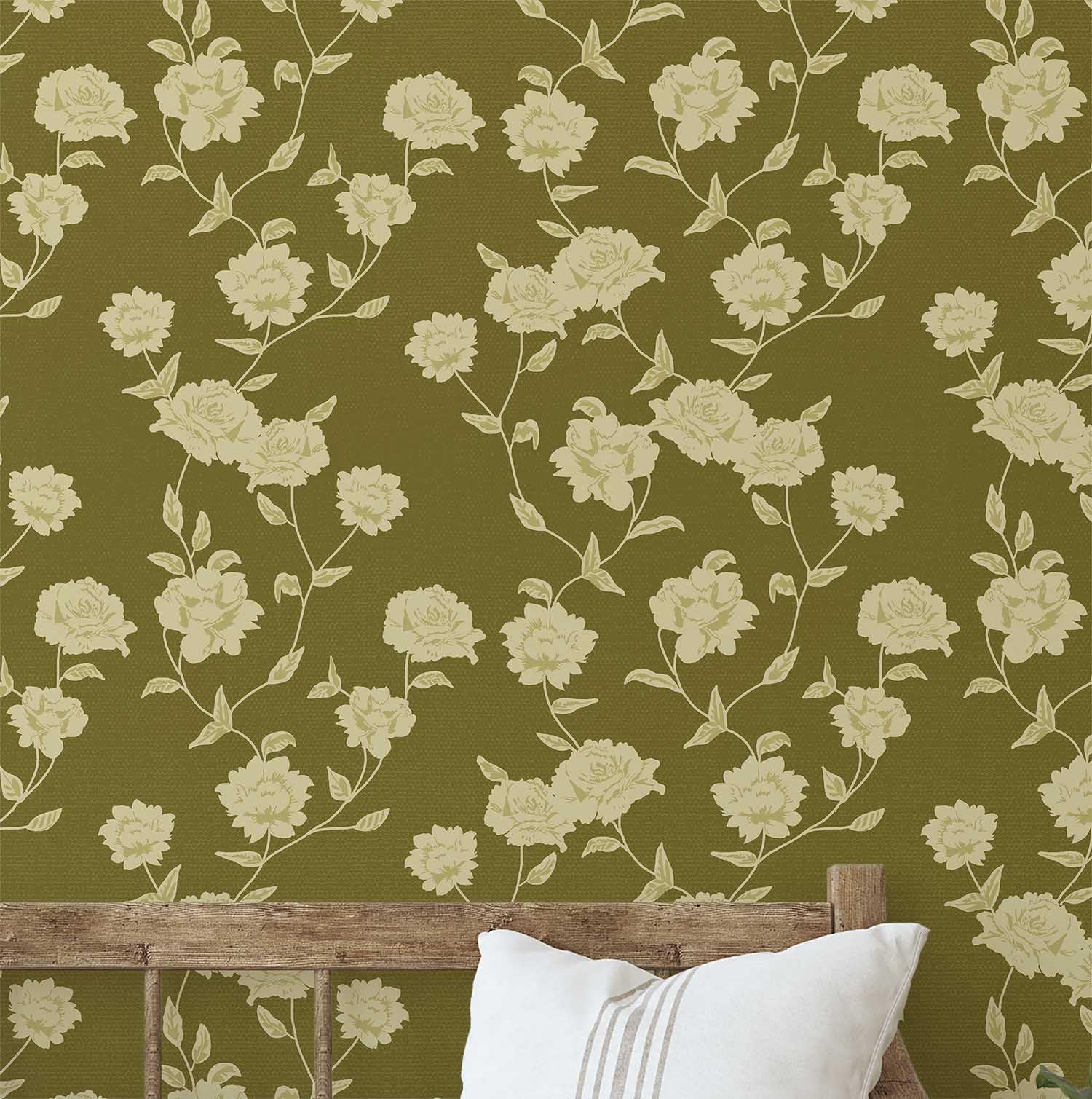 Papier peint autocollant vigne rose vert 63.5x152 cm vinyle imperméable revêtement mural de salon