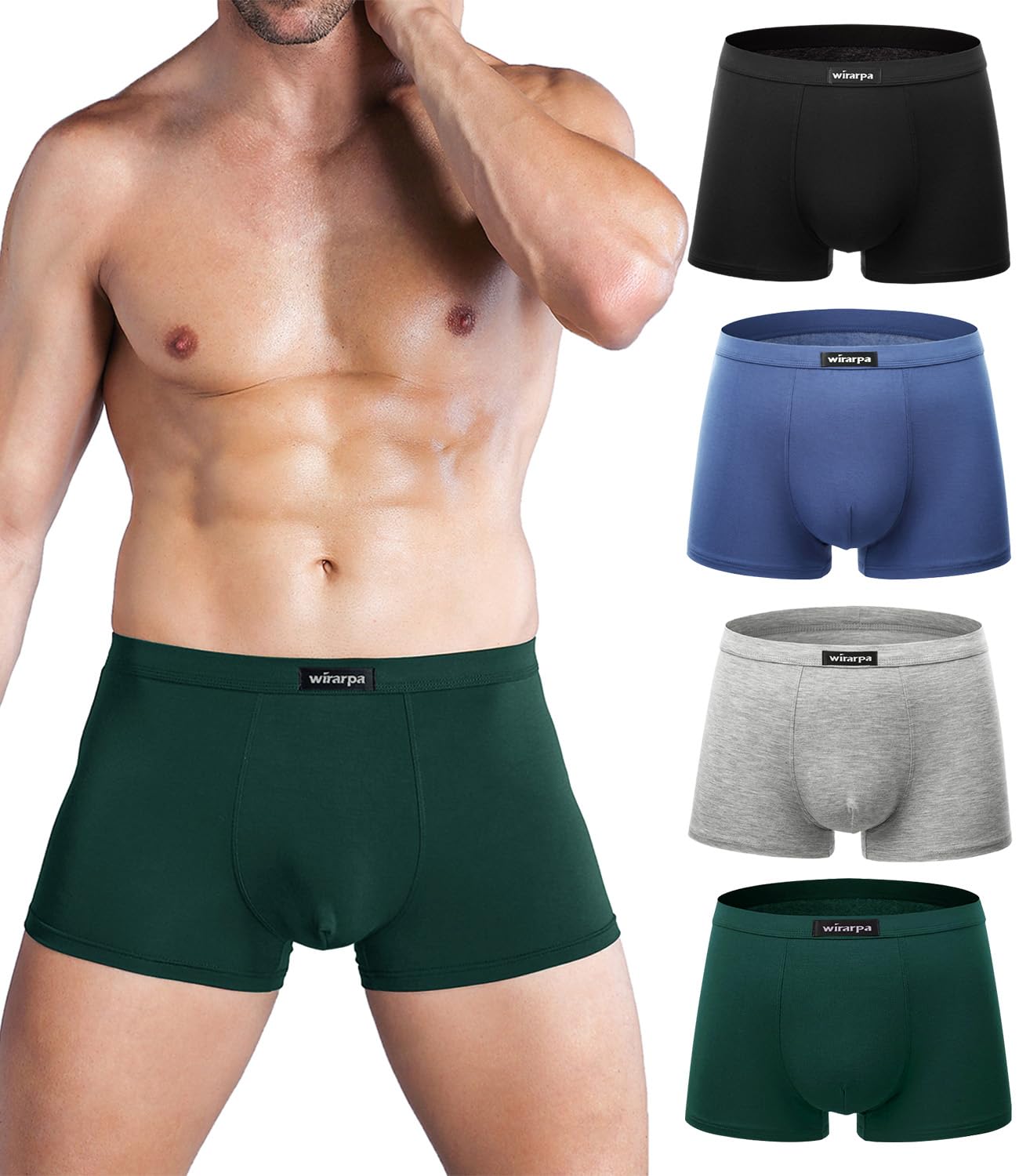 wirarpa Mens Mirco Modal Underwear Trunks Soft Boxer Shorts Gents Microfibre Underpants Multipack Size M
