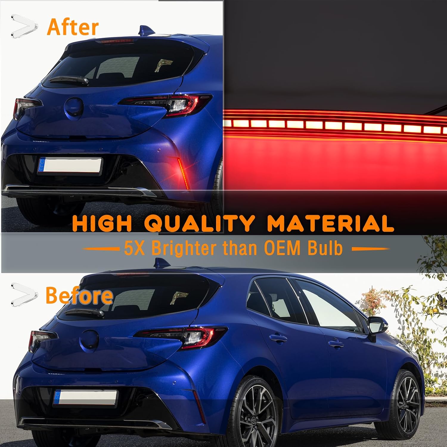 Rear Bumper Reflector Light Fog Light DRL Lamp Feature Kit for Toyota Corolla Hatchback 2019-2025 Tail Lamp,LED Rear Reflector Panel Tail Lamp,2 PCS (Red)