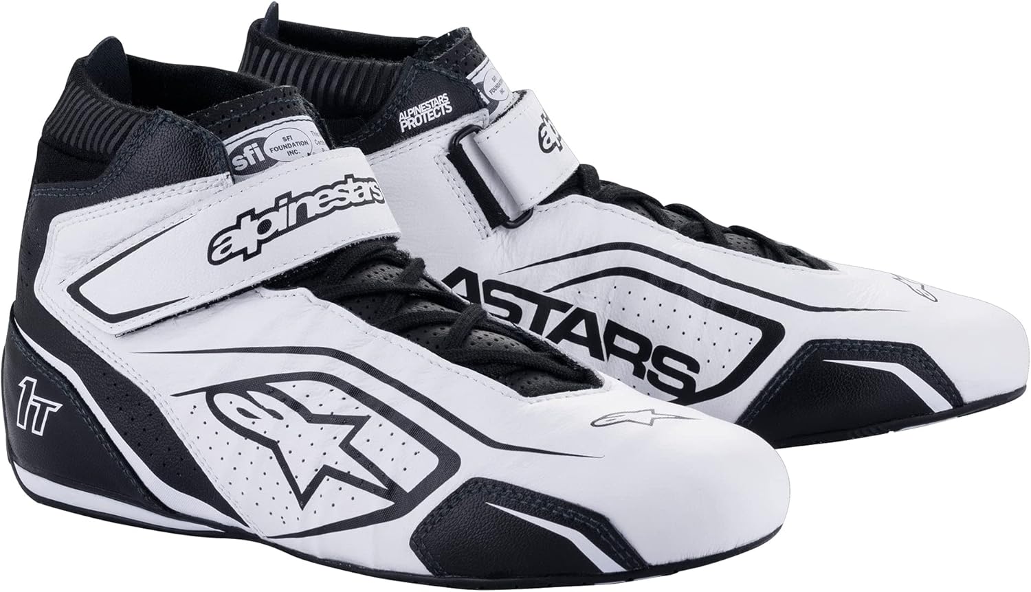 Alpinestars Tech 1-T V3 Driving Shoes SFI - Size 10.5 - White/Black (2710122-21-10.5)