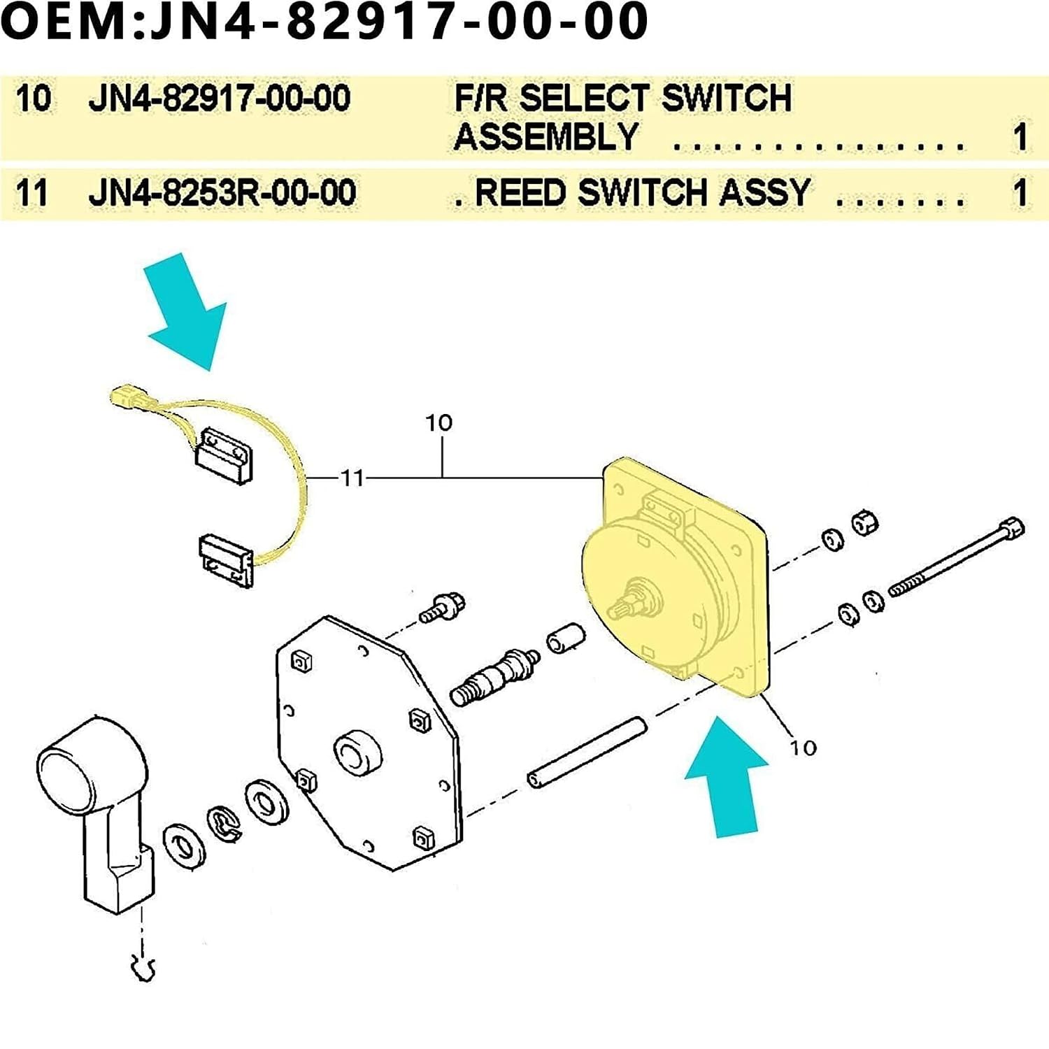 Forward and Reverse Switch ASM. Compatible with Yamaha G14 G16 Electric 36V Golf Cart 95-02