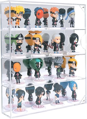 AITEE Vitrina de acrílico con parte trasera espejada, vitrina para mini figuras Funko Pop, transparente montado en la pared o escritorio de 4