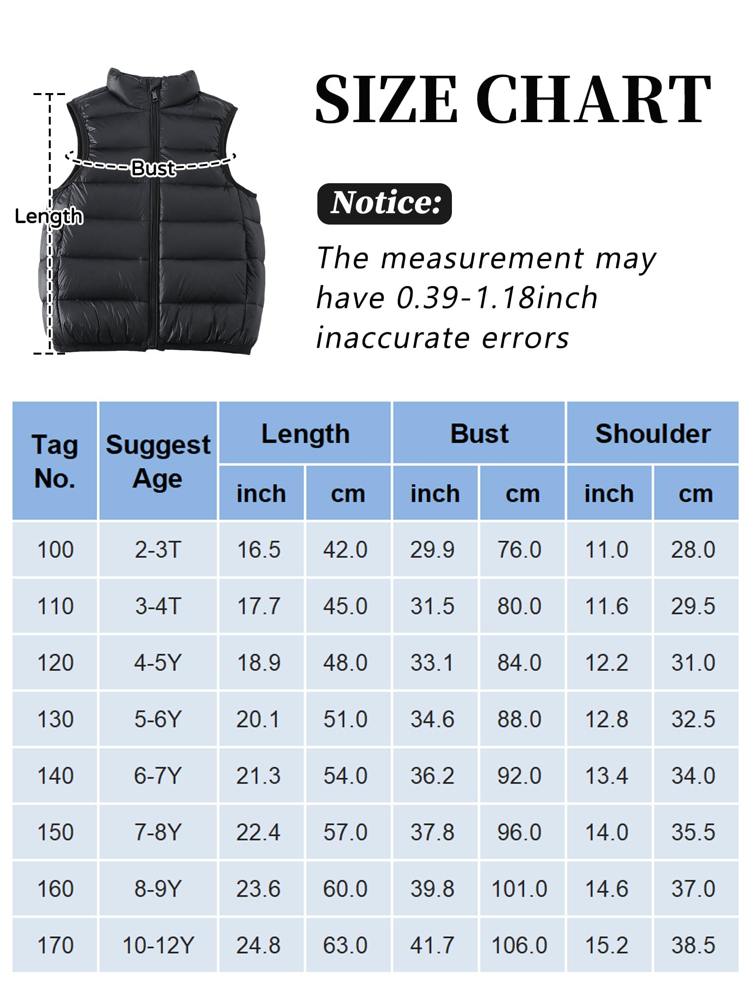 Maeau - Gilet Sans Manches Fille Col Haut Veste Chaude Légère Sans Manches Manteaux en Duvet Enfants Garçon Gilet en Duvet Printemps Automne Hiver 2-12 Ans