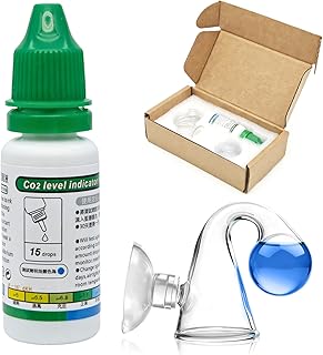 CO2 Dauertest Aquarium mit 15 ml Testflüssigkeit,Co2 Test Aquarium,Co2 Dauertest,Kolorimetrischer CO2 Indikator für Aquarien,CO2 Tester,Präzises Glas Messgerät mit Saugnapf für Bepflanztes Aquarium