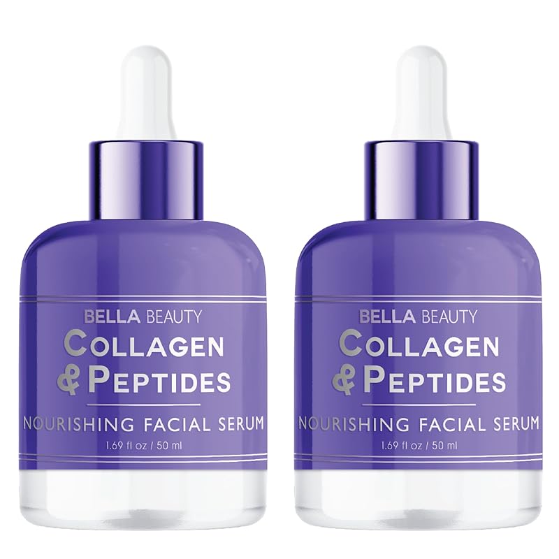 Sérum facial Bella Beauty com colágeno e peptídeos, 50 mL, Pacote com 2