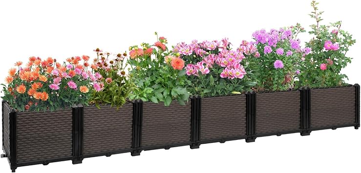 Large Raised Planter Box Outdoor Self Watering 94.4"x15.7"x14.2", Deep Raised Garden Bed - Elevated Garden Box with Drainage Plug, Rectangular Garden Planter Perfect for Patio Balcony Deck