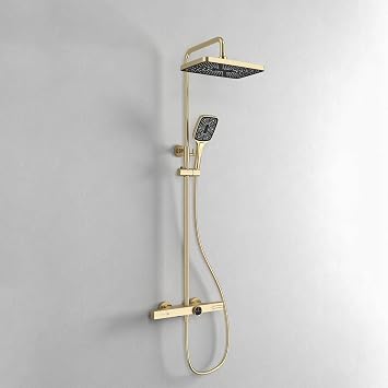 BEITH Thermostatic Shower System, Modern and Simple Exposed Rain Shower Head System, Pocket Watch Design Complete Shower Faucet Set with Handheld, Bathtub Faucet, Copper Valve, Adjustable Flow, Height