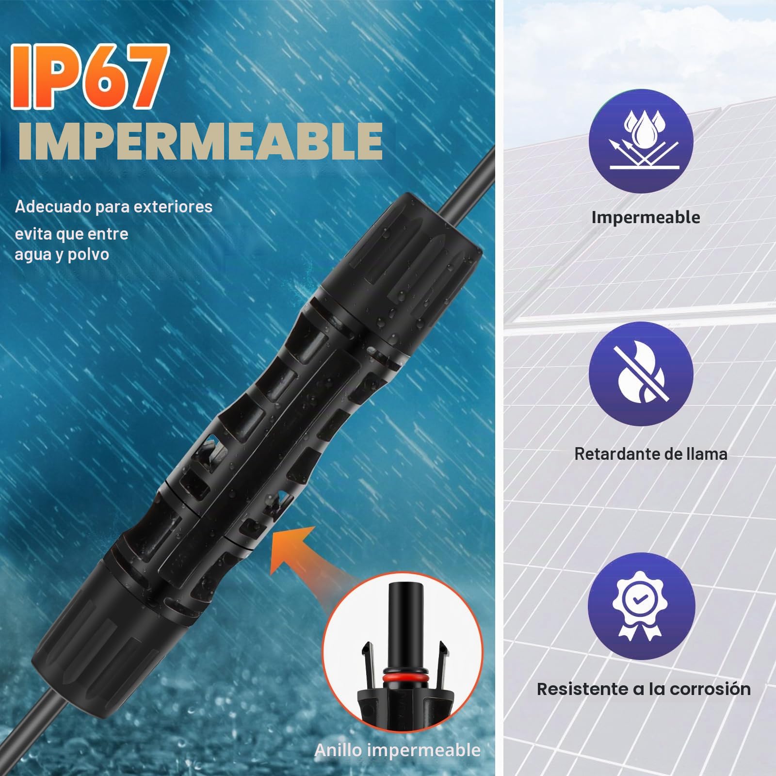 Juego de Crimpadora Solar para Cable Fotovoltaico 10 mm² con Adaptadores y Conectores Macho/Hembra