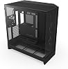 NZXT H9 Flow 2025 Mid Tower ATX PC Case, Large Double Chamber Design, Including 3x 140mm1x 120mm Fan, 420mm Radiator Support, Tempered Glass, Back-Connect Ready, Black