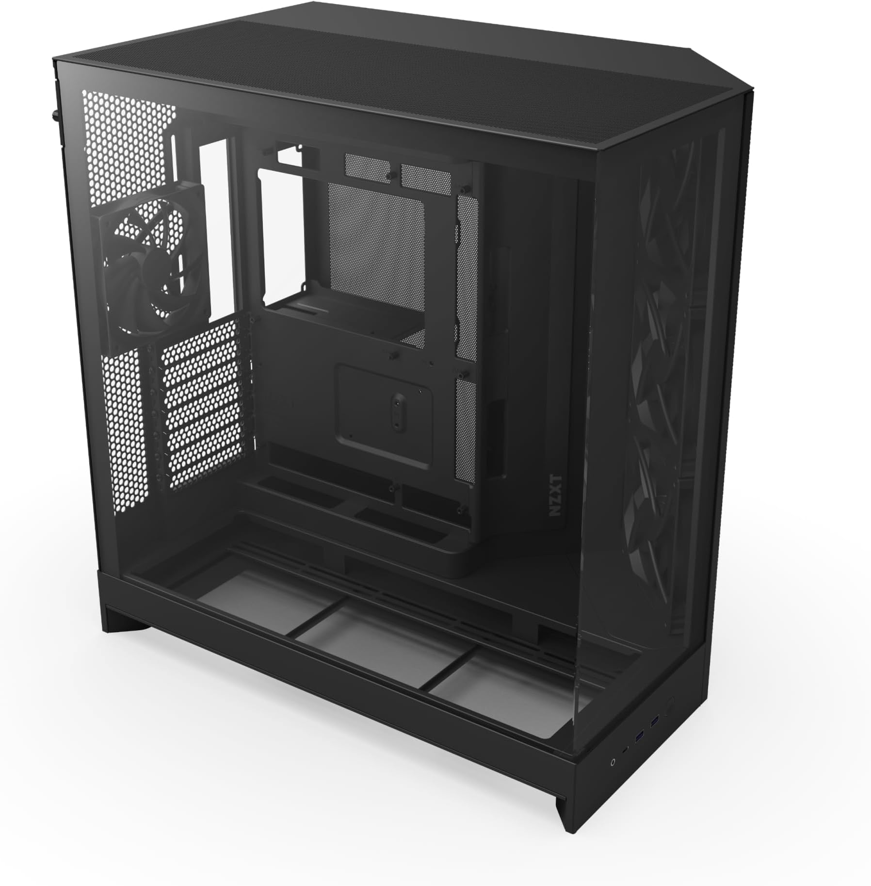 NZXT H9 Flow (2025) – Large Dual-Chamber ATX Mid-Tower Airflow PC Case – Includes 3 x 140mm & 1 x 120mm Fans – 420mm Radiator Support – Tempered Glass – Back-Connect Ready – Black