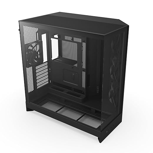 NZXT H9 Flow (2025) – Large Dual-Chamber ATX Mid-Tower Airflow PC Case – Includes 3 x 140mm & 1 x 120mm Fans – 420mm Radiator Support – Tempered Glass – Back-Connect Ready – Black