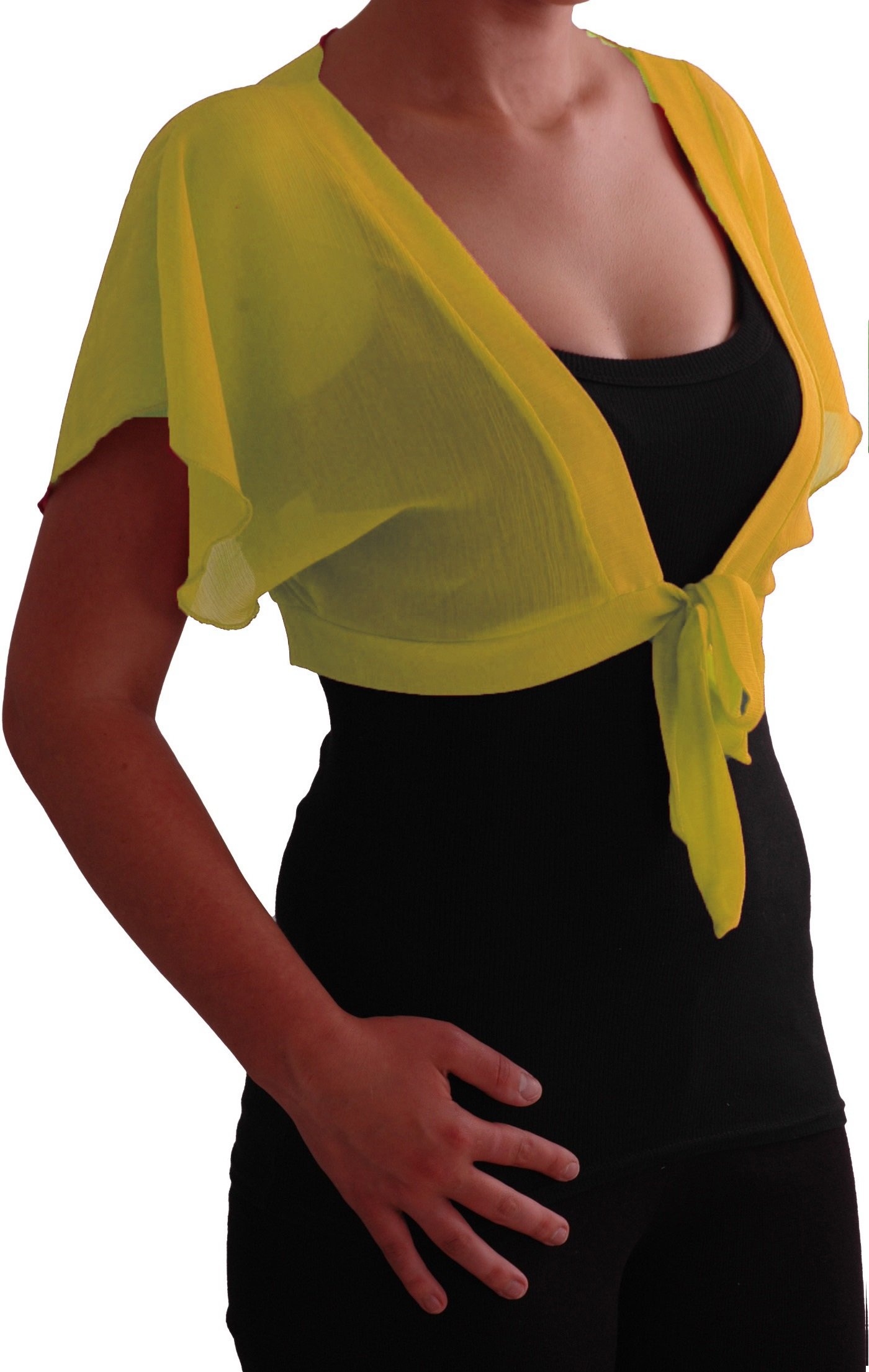 EyeCatch - Dixie Womens Crepe Short Bolero Shrug Wrap Cardi One Size Yellow