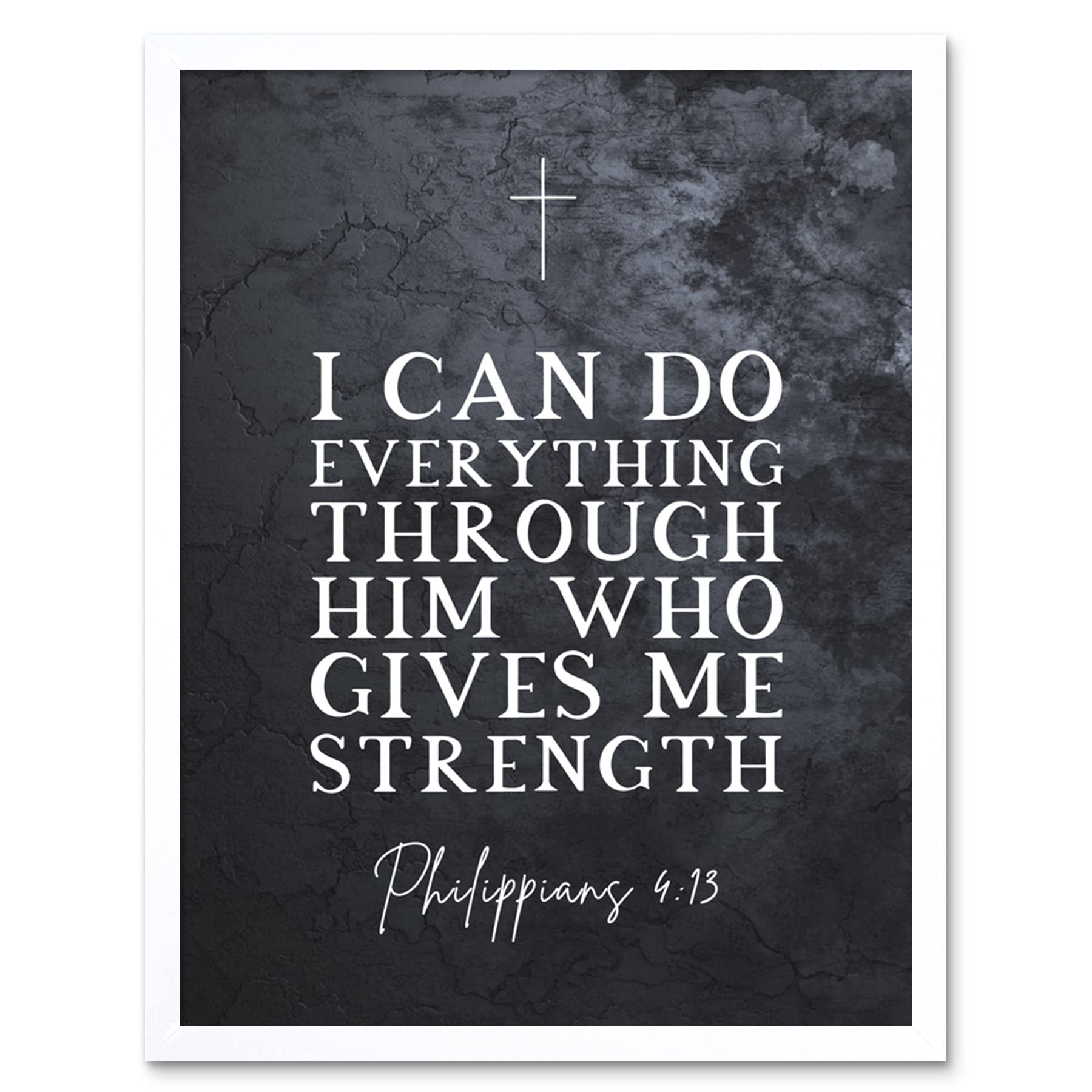 Artery8 Philippians 4:13 Everything Through Him Who Gives Me Strength Christian Bible Verse Quote Scripture Typography Art Print Framed Poster Wall Decor 12x16 inch
