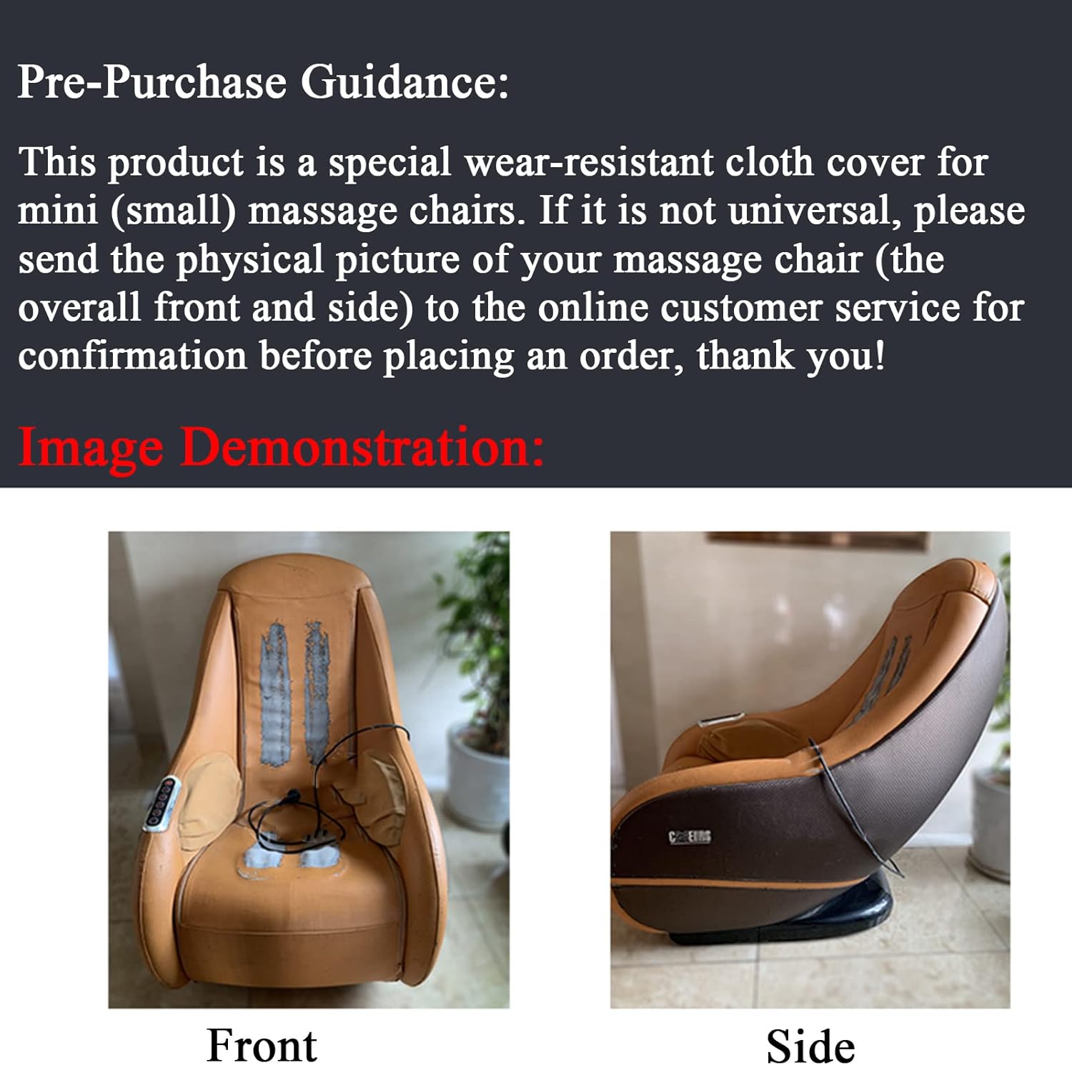 Small Shiatsu Armchair Slipcovers, Zero Gravity Single Recliner Chair Dustproof Protector Cover Wear-Resistant Dust Proof Protective Cover,Khaki