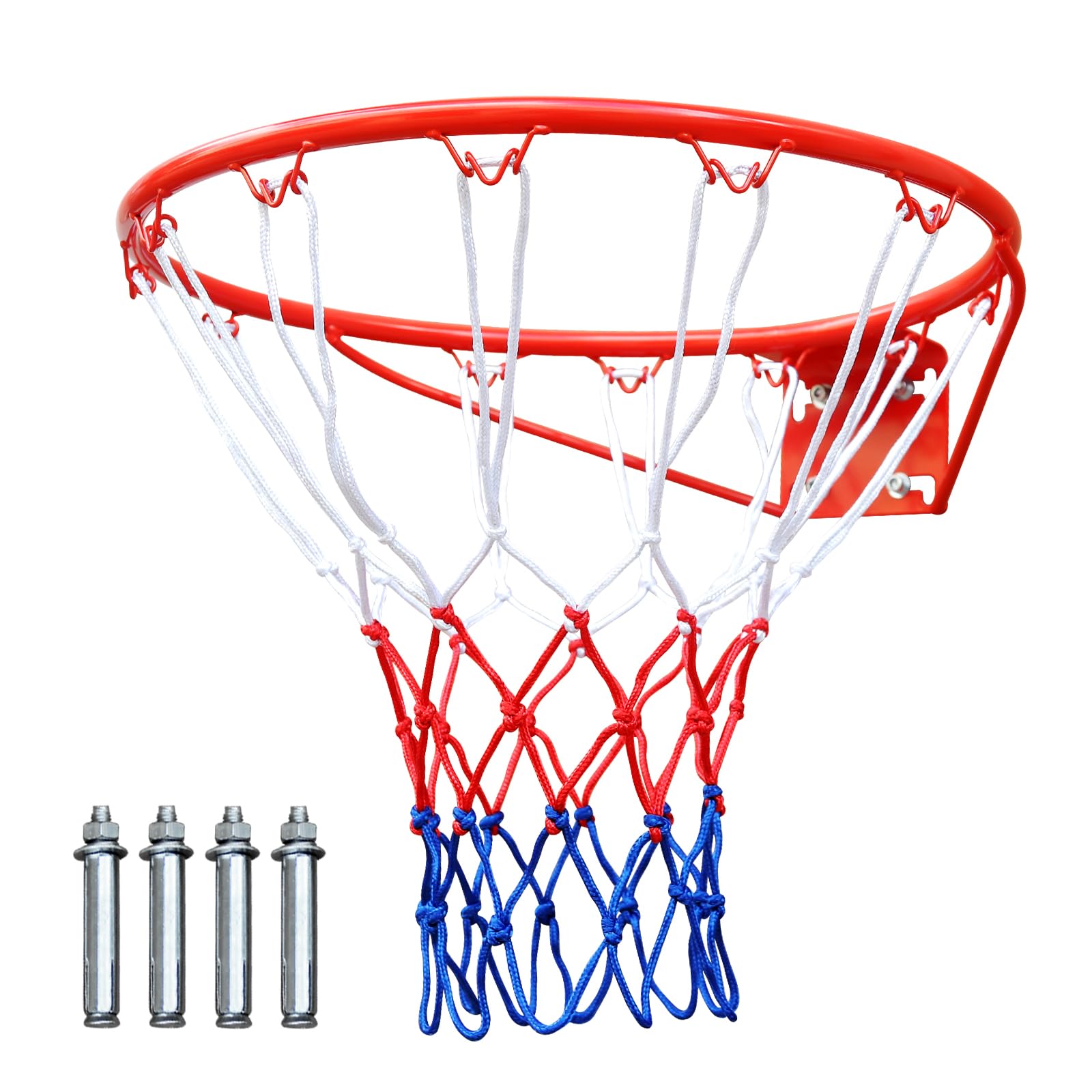 Basketball Rim Replacement 18" Steel Rim with Net, Easy to Install - Use for Replacement or Garage Mount