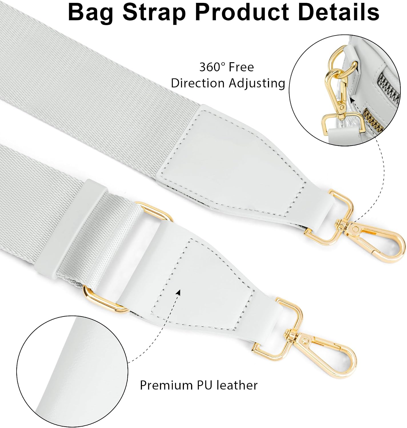 FODOKO bag Straps Replacement, Crossbody Bag Straps for Handbag,purse strap,2" Leather End Shoulder Strap Adjustable image 3