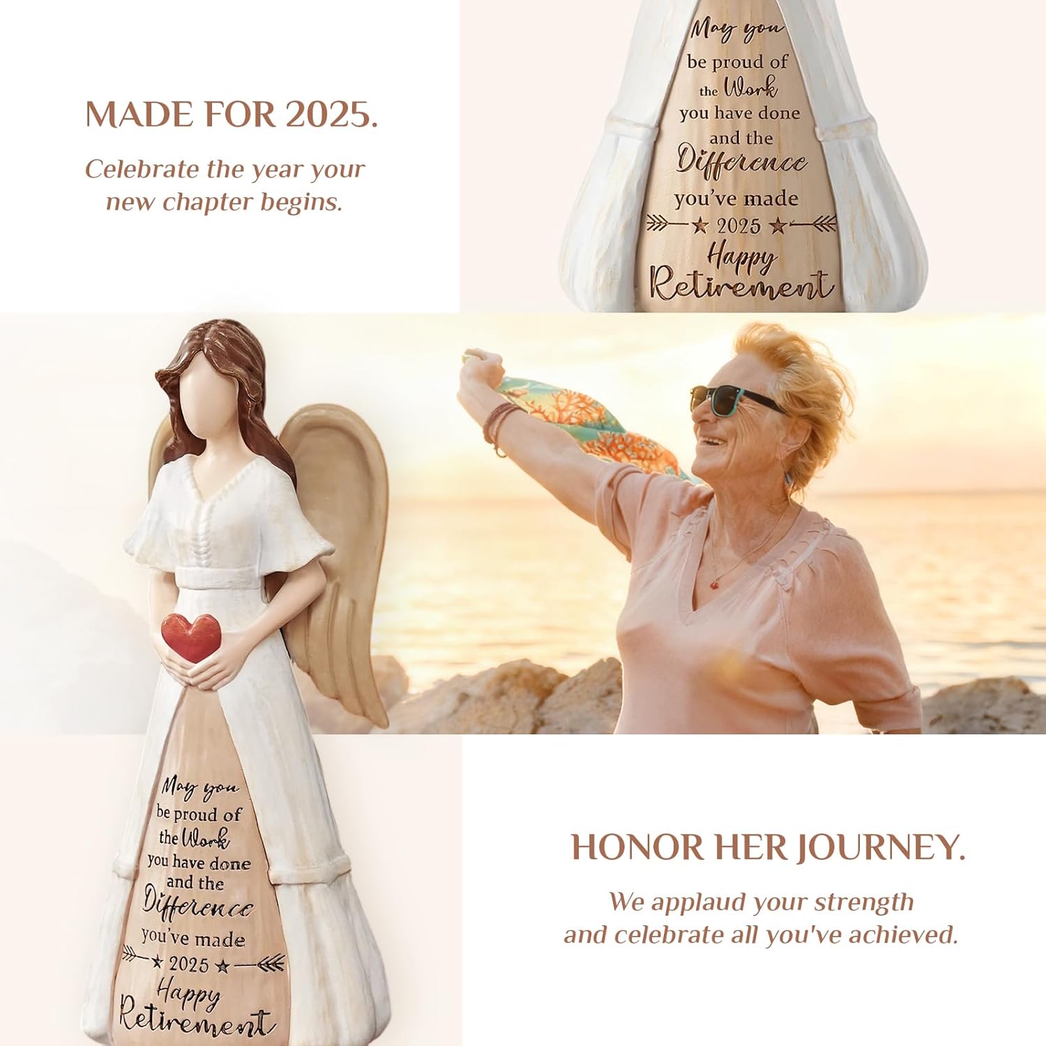 Retirement Gift for Woman 2025: Handcrafted Angel Figurine for Retiring Coworker Teacher Nurse - Meaningful Thank You Farewell Keepsake for New Chapter with Gift Box & Card - Image 3