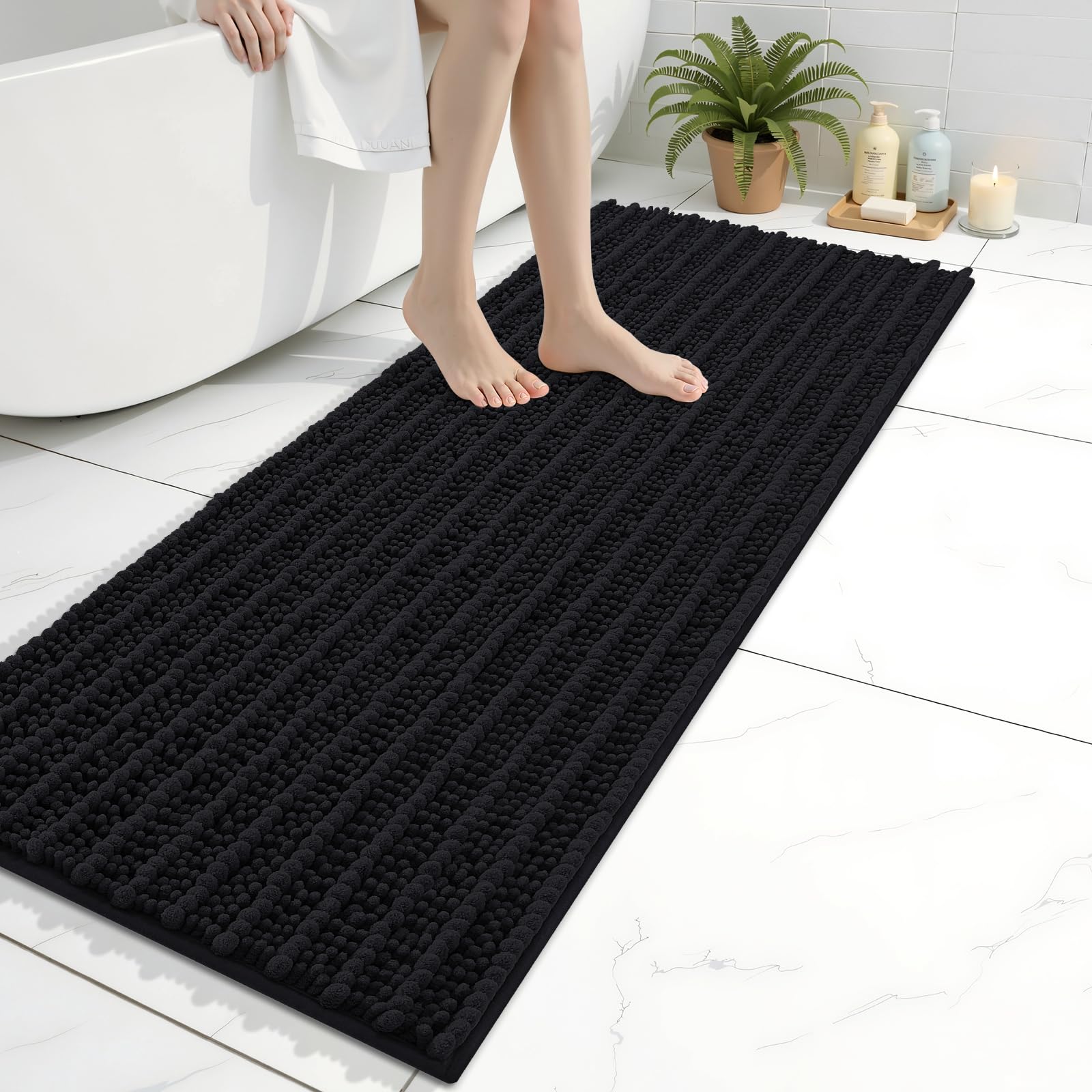 Arotive Bathroom Rugs Mat 47x17, Soft Absorbent Chenille Shaggy Bath Mat