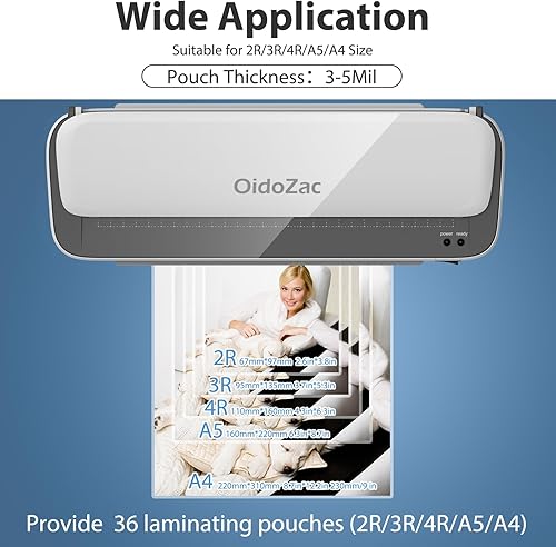 Miniatura 6 de Laminadora, máquina laminadora 11 en 1 con 36 hojas de laminación, tamaño A4carta, laminador térmico de escritorio, 2 modos de temperatura, 3