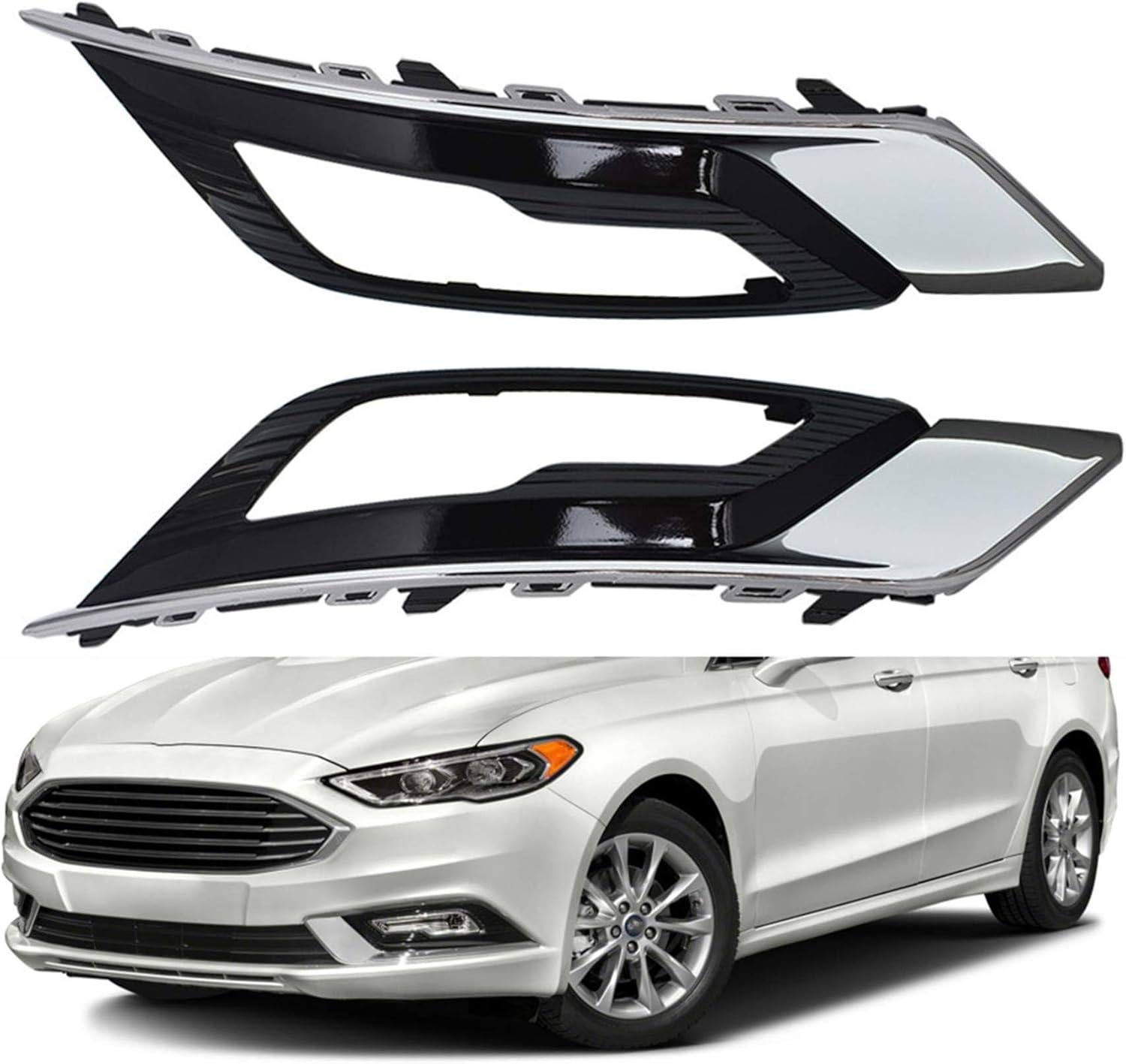 munirater 2-Pack Front Bumper Fog Light Cover Grilles Replacement for Fusion 2017-2018 Left and Right Side