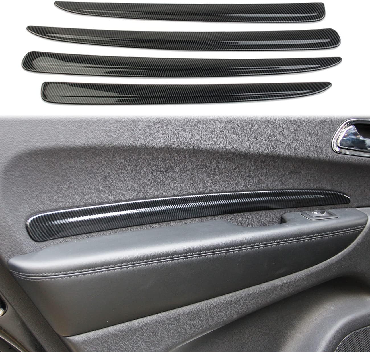 Carbon Fiber 4 Doors Panel Decor Trim Cover for Dodge Durango 2011-2022