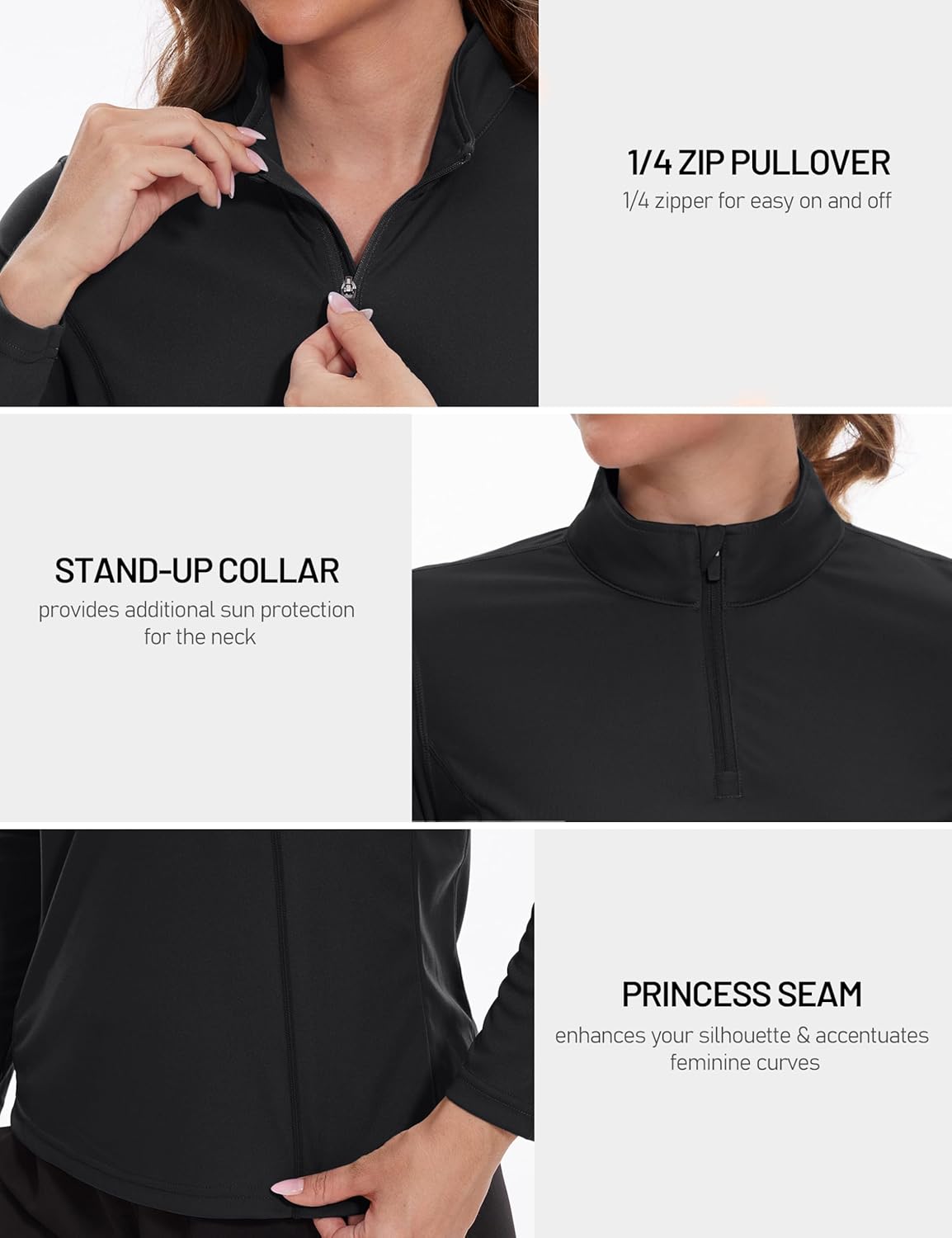 TACVASEN Women's Quarter Zip Pullover Golf Shirts UPF 50+ Long Sleeve Sun Shirts UV Protection Workout Tops - Image 5
