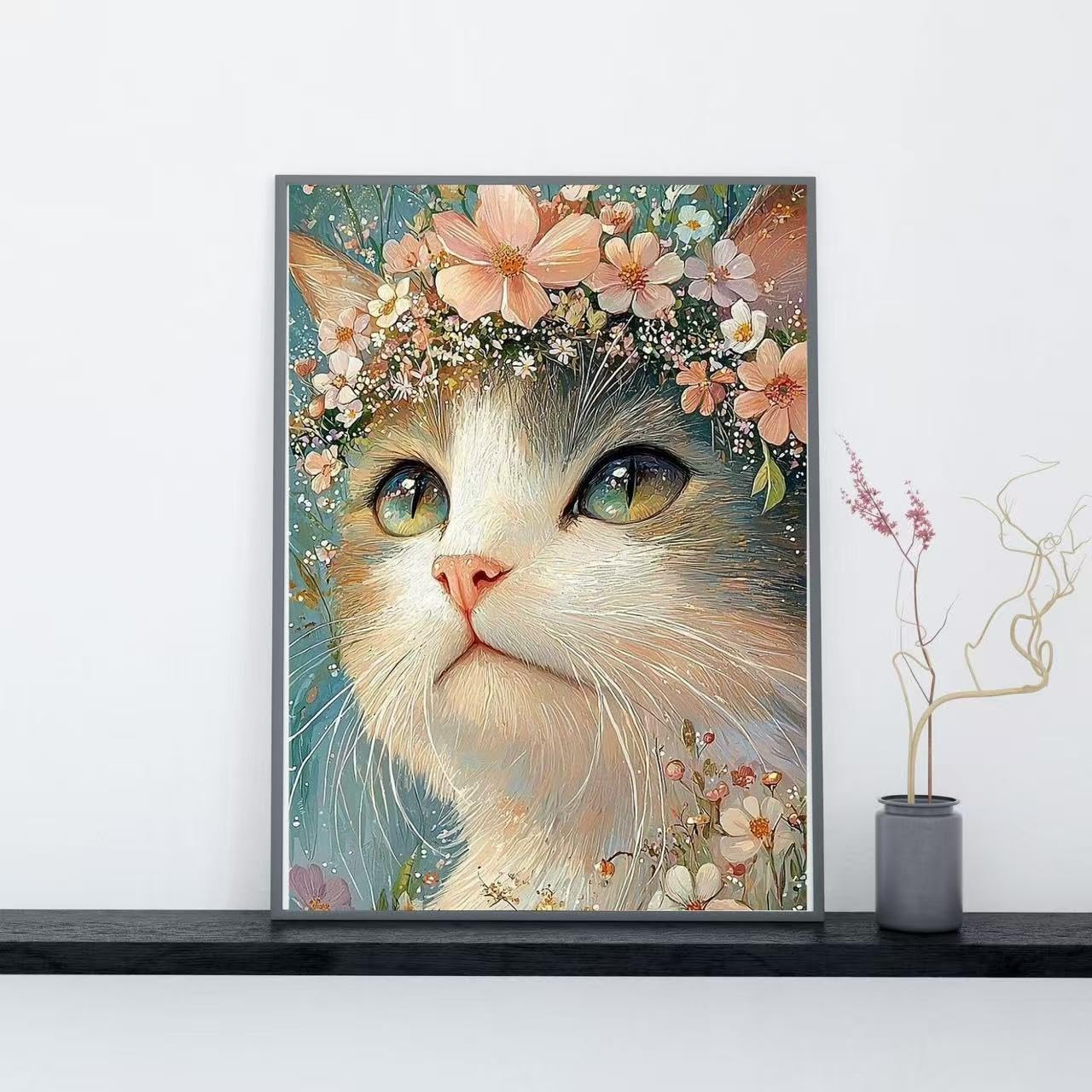 四つ折り屏風 日本画 金箔彩色 紅葉に露草 金箔 屏風