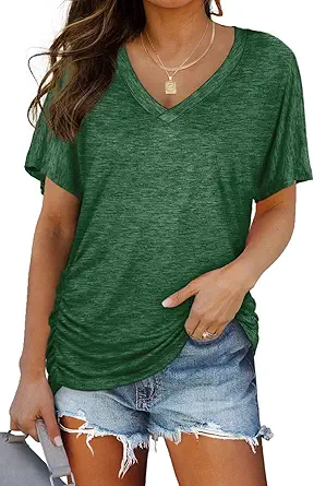Women's Summer V-Neck Short Sleeve Dolman Top