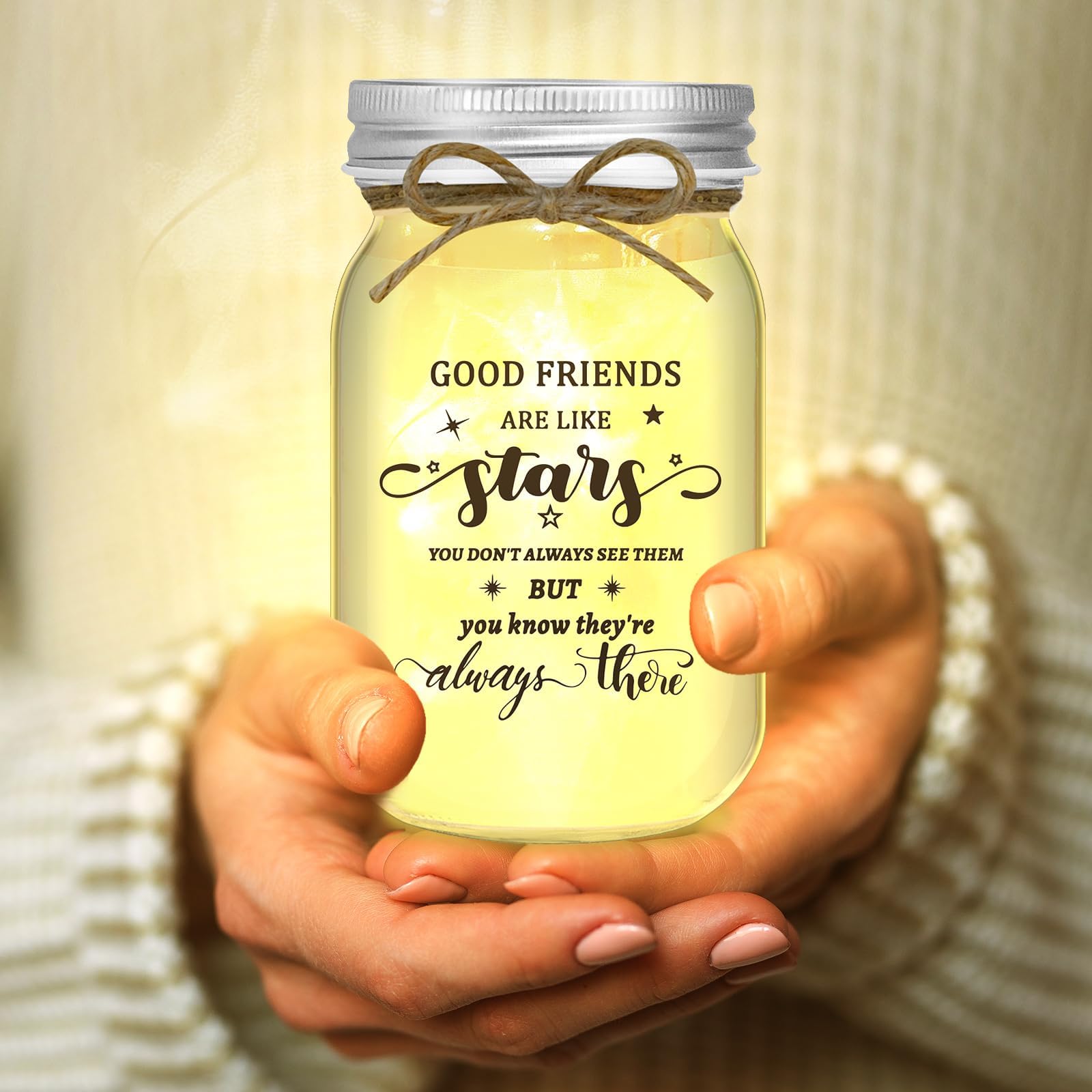 Friendship Gifts Mothers Day Gift for Mom Friends Mason Jar Night Light Birthday BFF Bestie Gift for Women Sister Gifts from Sister Her Colleague Best Friend