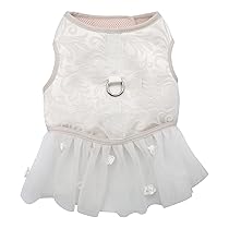 Croci Ceremony Bride – Pettorina per cane femmina, Per Matrimoni, Vestito per cani con Gonna in Tulle, Fantasia Damascata, Regolabile, L, 46-53 cm