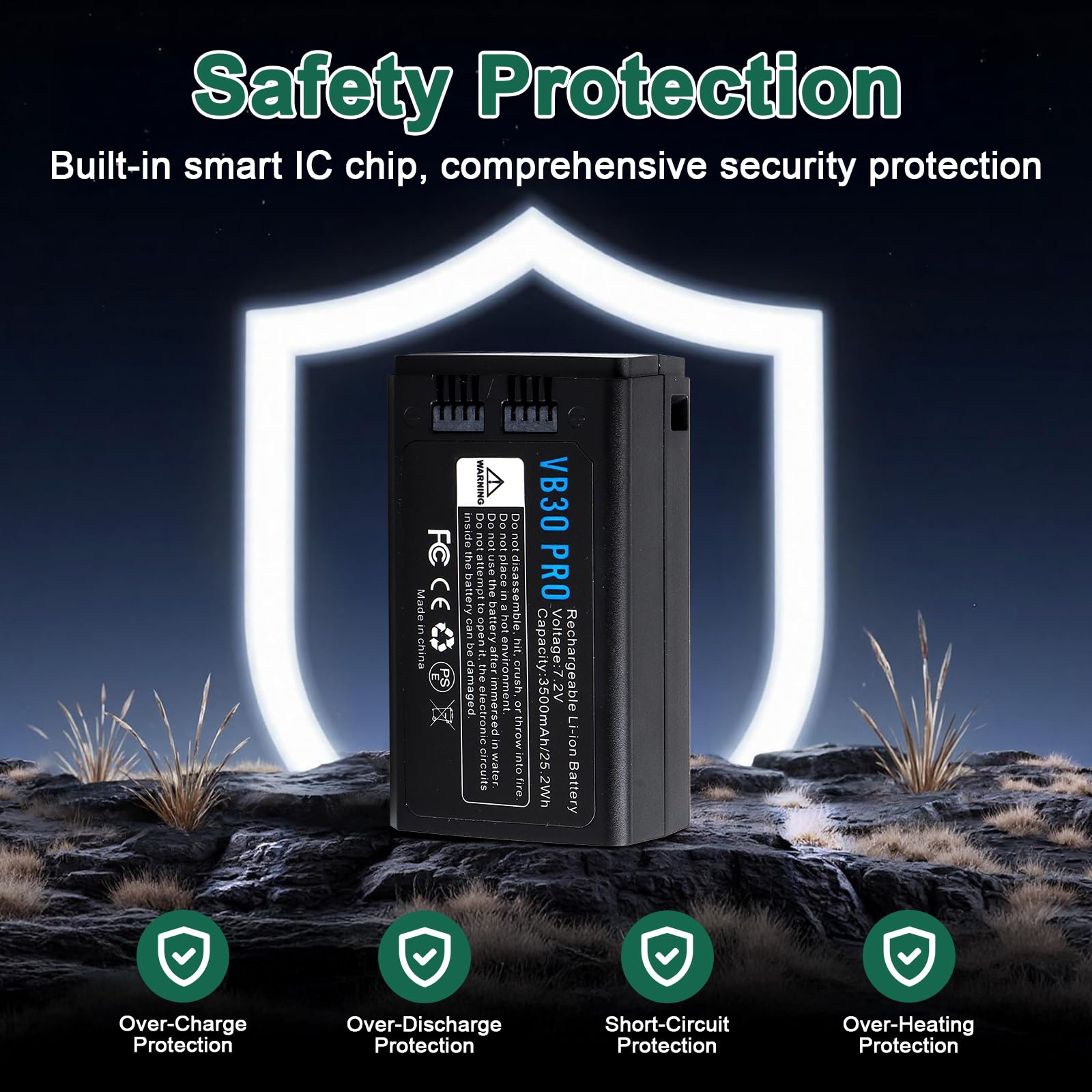 VB30 Akku 3500mAh Kompatibel mit GODOX V1Pro V1PRO-S V1PRO-N V1PRO-C V1PRO-F V100 V100C V100N V100S V1S V1C V1N V1O V860III V850III Kamerablitz, USB-C Eingang, 7,2V Li-Ionen Akku