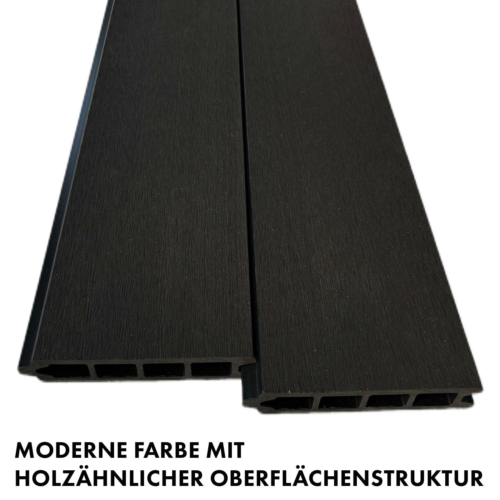 Floordirekt Gartenzaun 180x180cm mit Aluminium Pfosten - WPC Zaun Komplettset Kronos - Sichtschutzzaun - Windschutz Sichtschutz für Terrasse & Garten - Inklusive Montagematerial (Black)