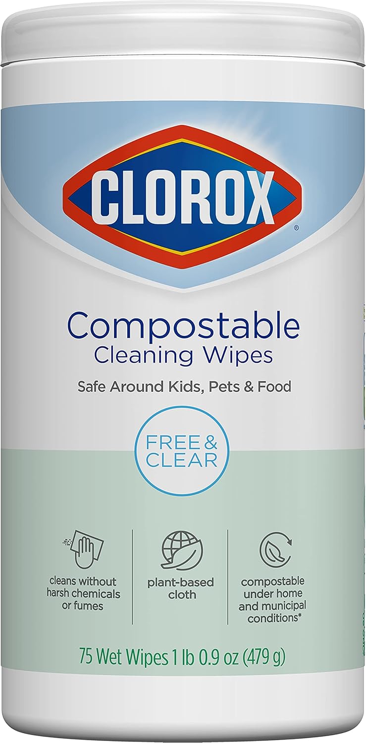 Clorox Compostable Cleaning Wipes, All Purpose Wipes, Free