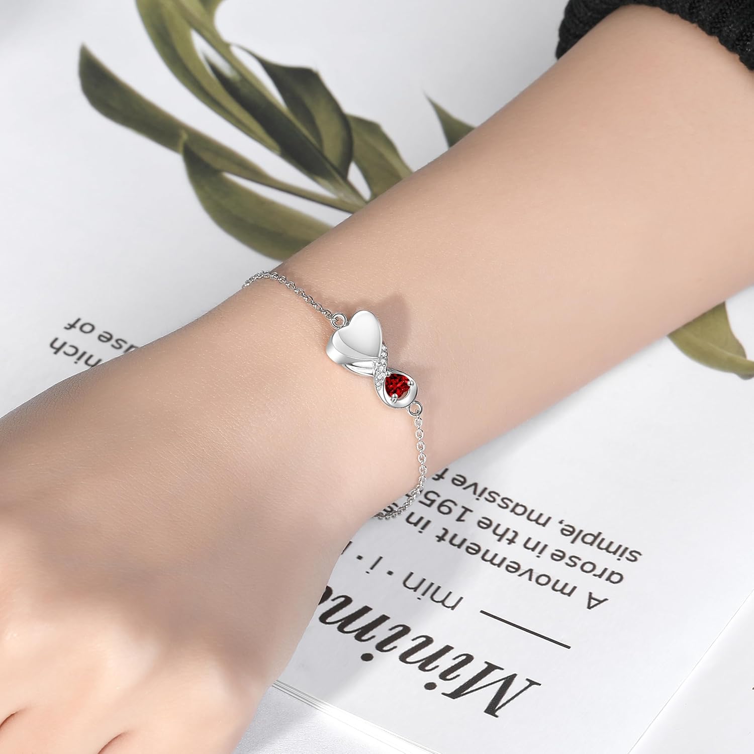 Sterling Silver Cremation Bracelet and Necklace for Human Ashes: Infinity Ruby Heart Urn Jewelry for Women - Ashes Keepsake Memorial Funeral Jewelry Gifts for Women