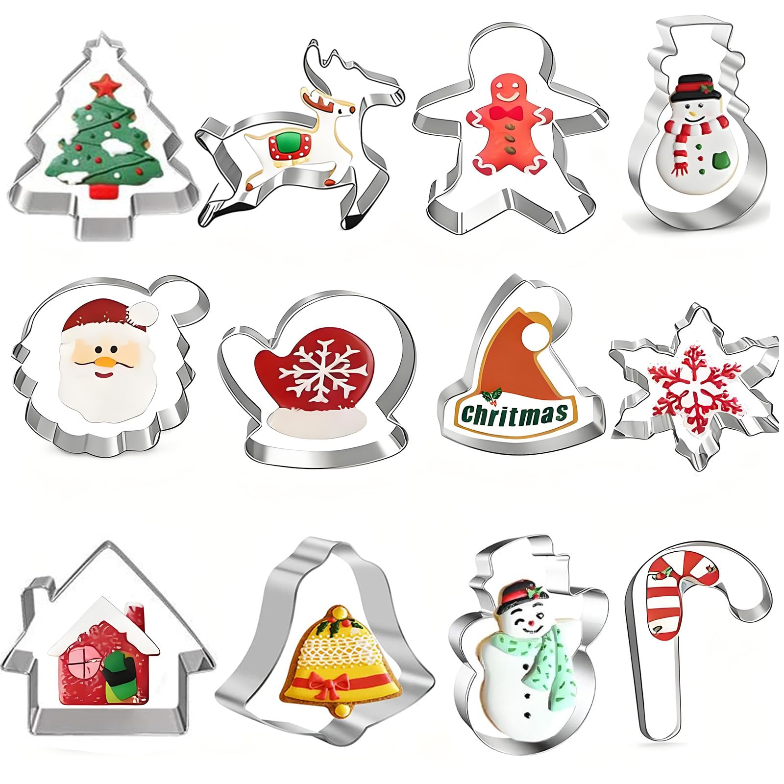 Ausstechformen Weihnachten, 12 Stück Ausstecher Set, Plätzchen Ausstecher, Ideales Ostergeschenk & Osterplätzchen für Backen (1)