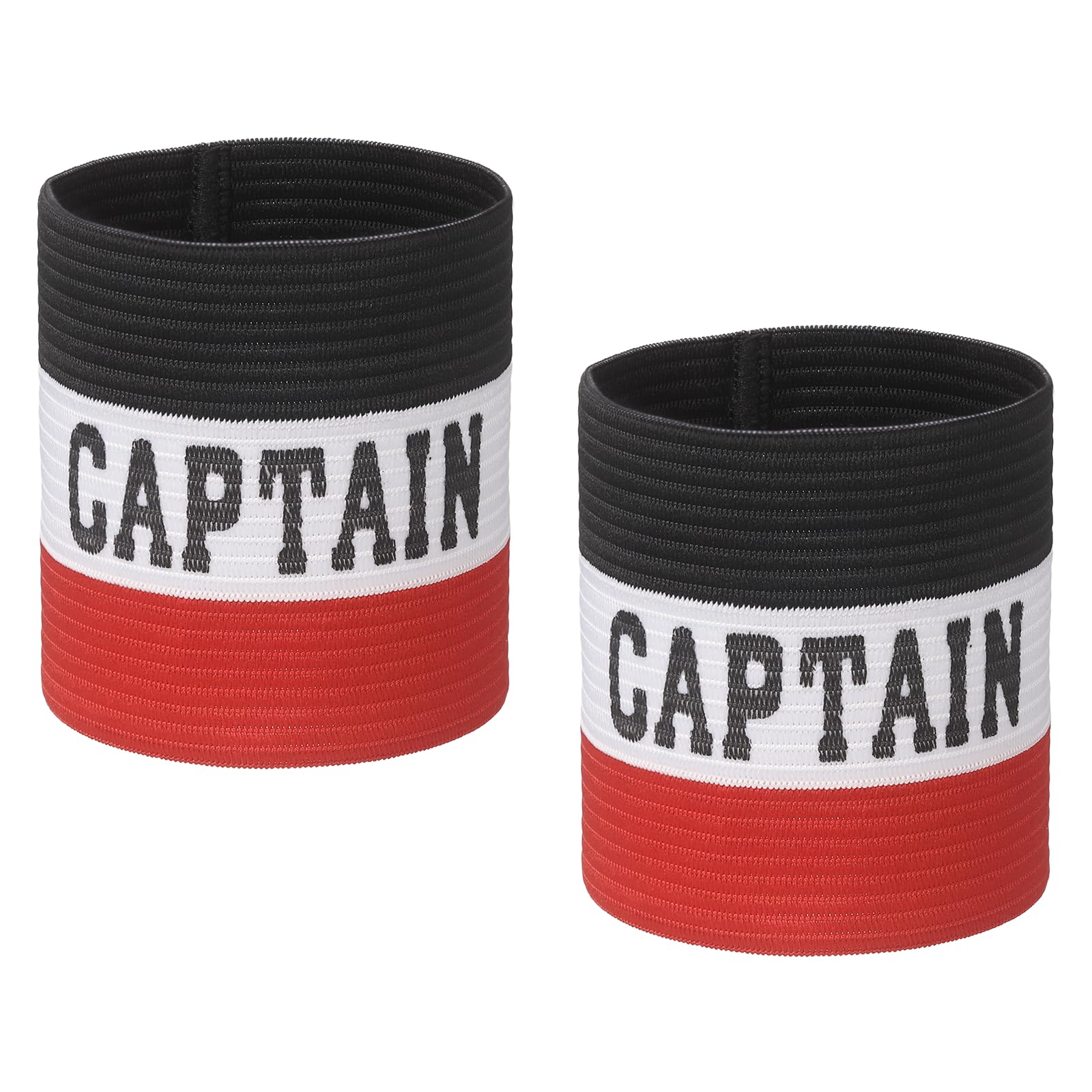 YELARXI Captain Armbands, Soccer Captain Armband Elastic Adjustable Leader Band Team Sport Bands, 2Pcs & Black White Red & 21cm - Fit for (Adult Youth Football/Basketball/Rugby Training) — image 1