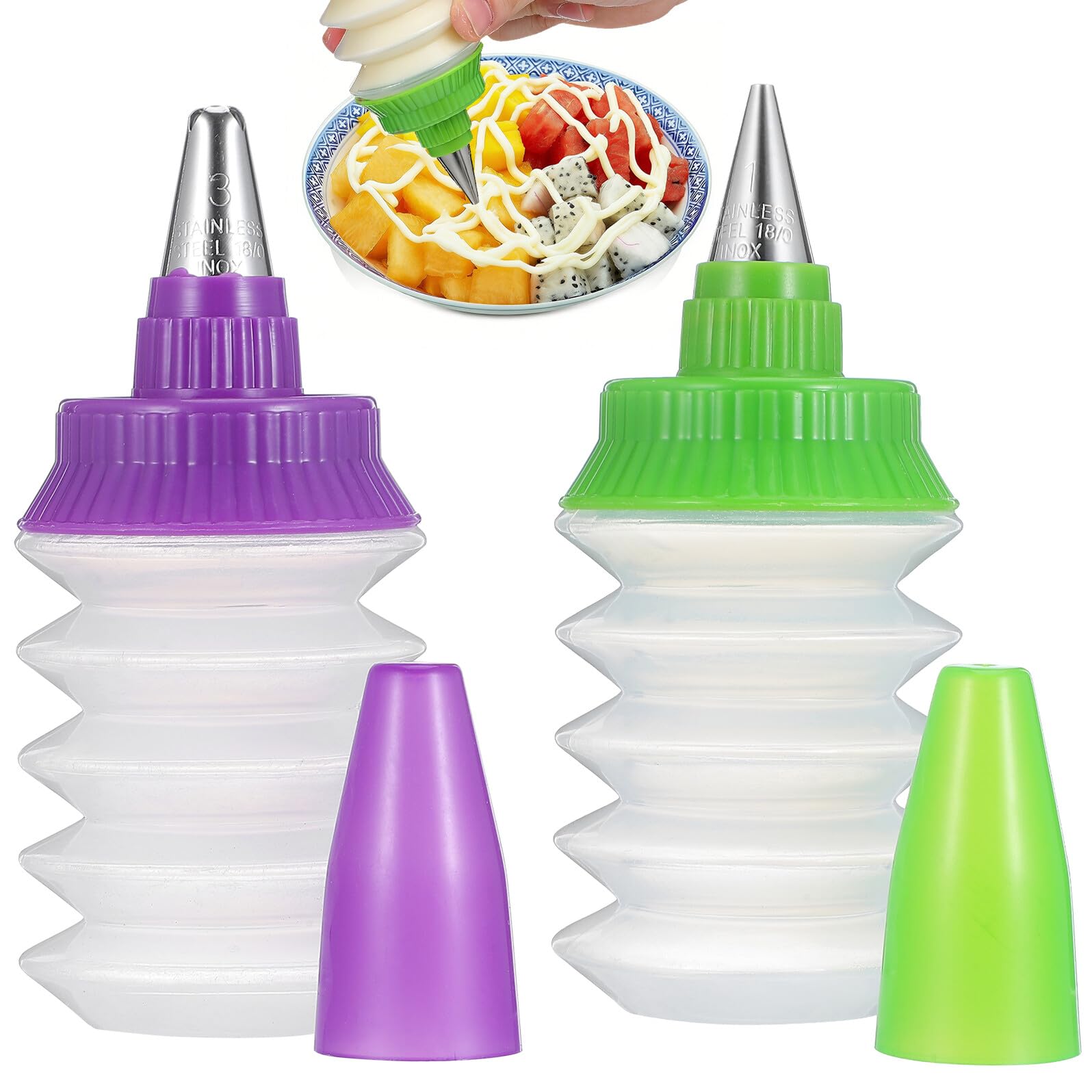 Supvox 2 Stück-Pack Spritztöpfe zur Tortendekoration aus Pp für Präzises Verzieren und Einfache Aufbewahrung für Kuchen und Blätterteig Backzubehör Zufällige Farbe