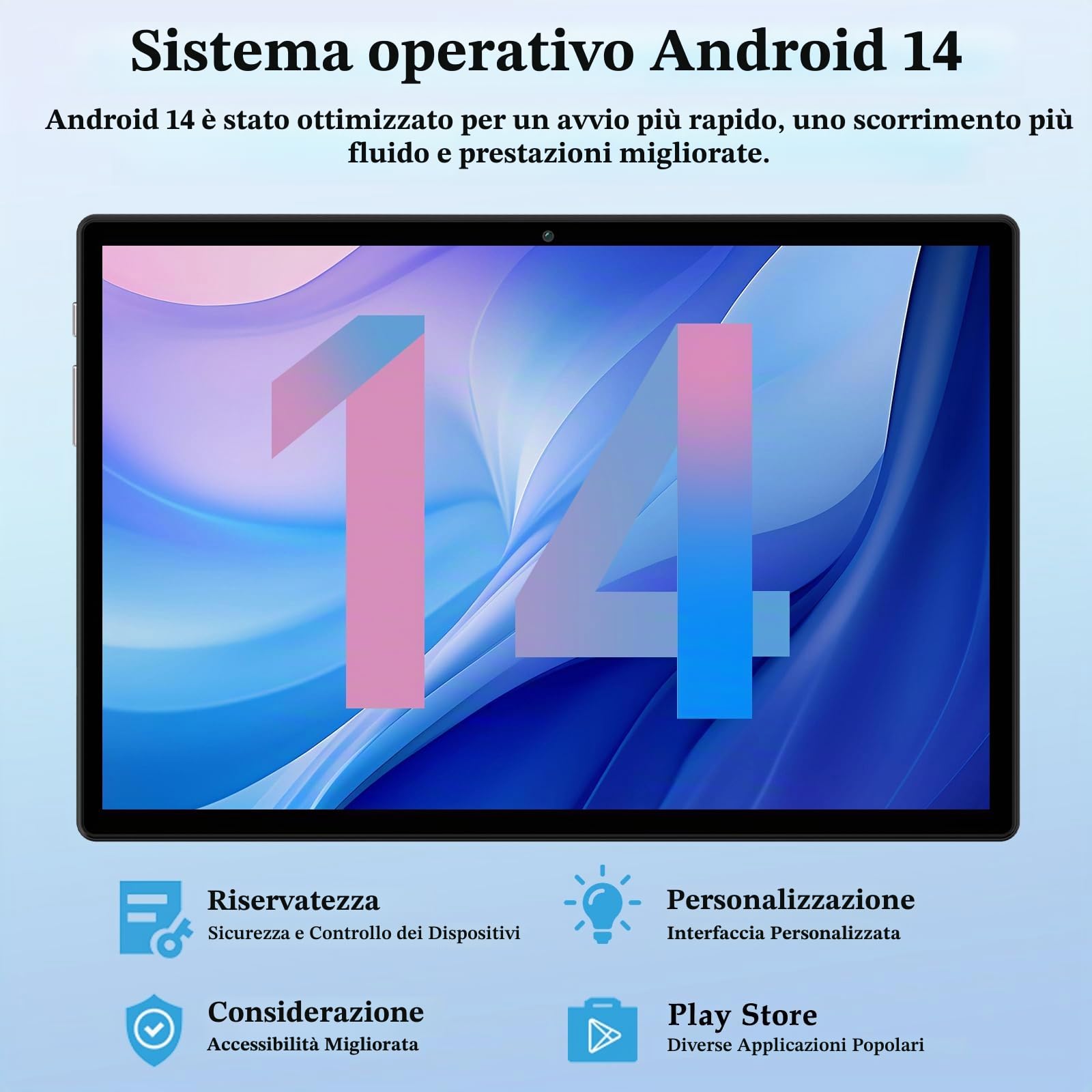 ZIOVO Tablet Android 14 Tablet 10 Pollici, 22GB RAM+128GB ROM (TF 1TB), 5G WiFi Tablet, Widevine L1/Octa-Core/8000mAh/Corpo Metallico/8+5MP/Supporto Netflix, 2 in 1 Tablet con Tastiera e Mouse- Nero