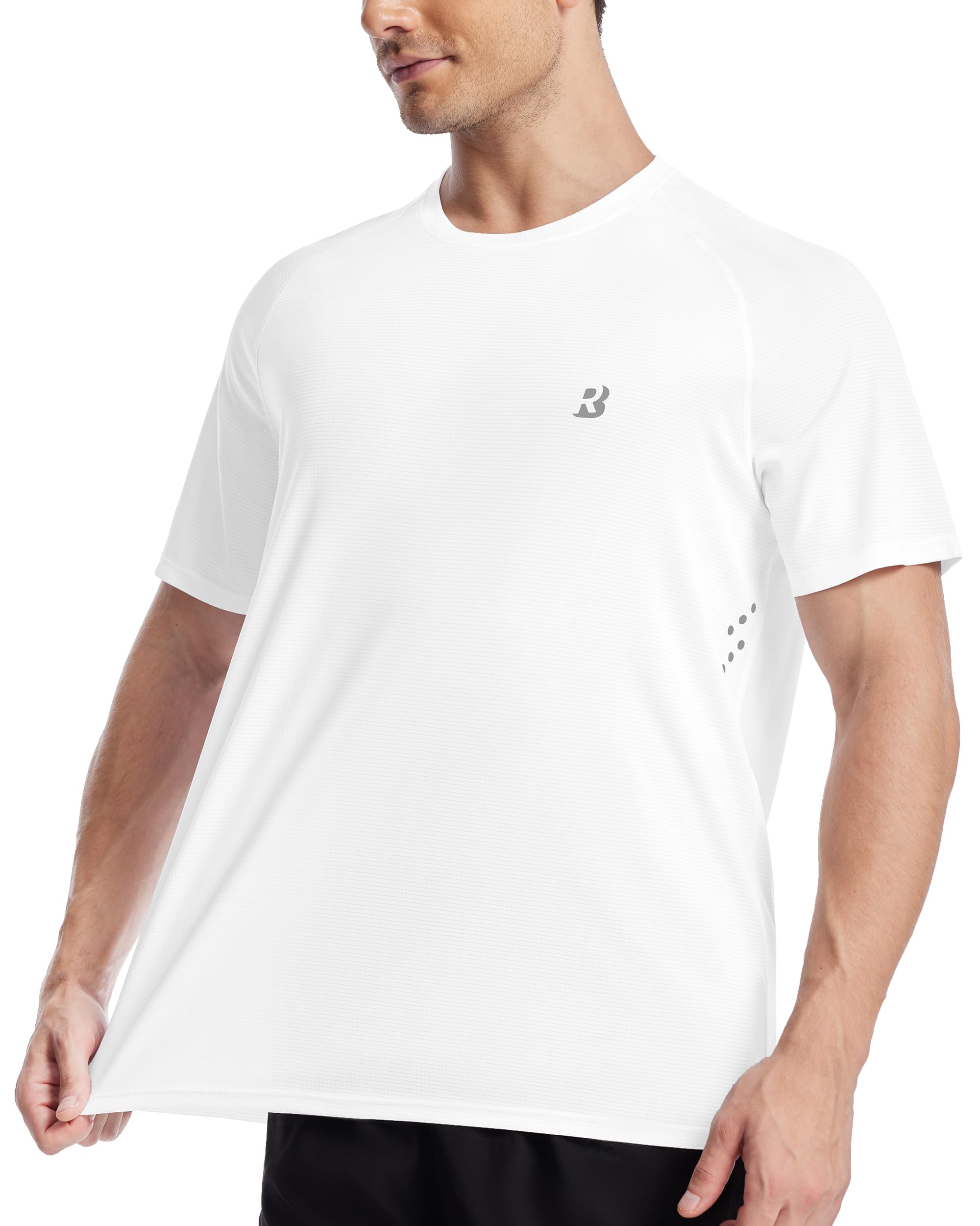 Roadbox Men's UPF 50+ Swim Rash Guard, Short Sleeve UV Sun Protection Workout Athletic Shirts Quick Dry Gym Running Tee Tops