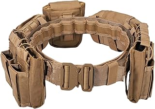 YAKEDA Tactical Battle Belts for Men- Quick Release Trigger Airsoft Belt Heavy Duty Belts with Pouches 7 PCS