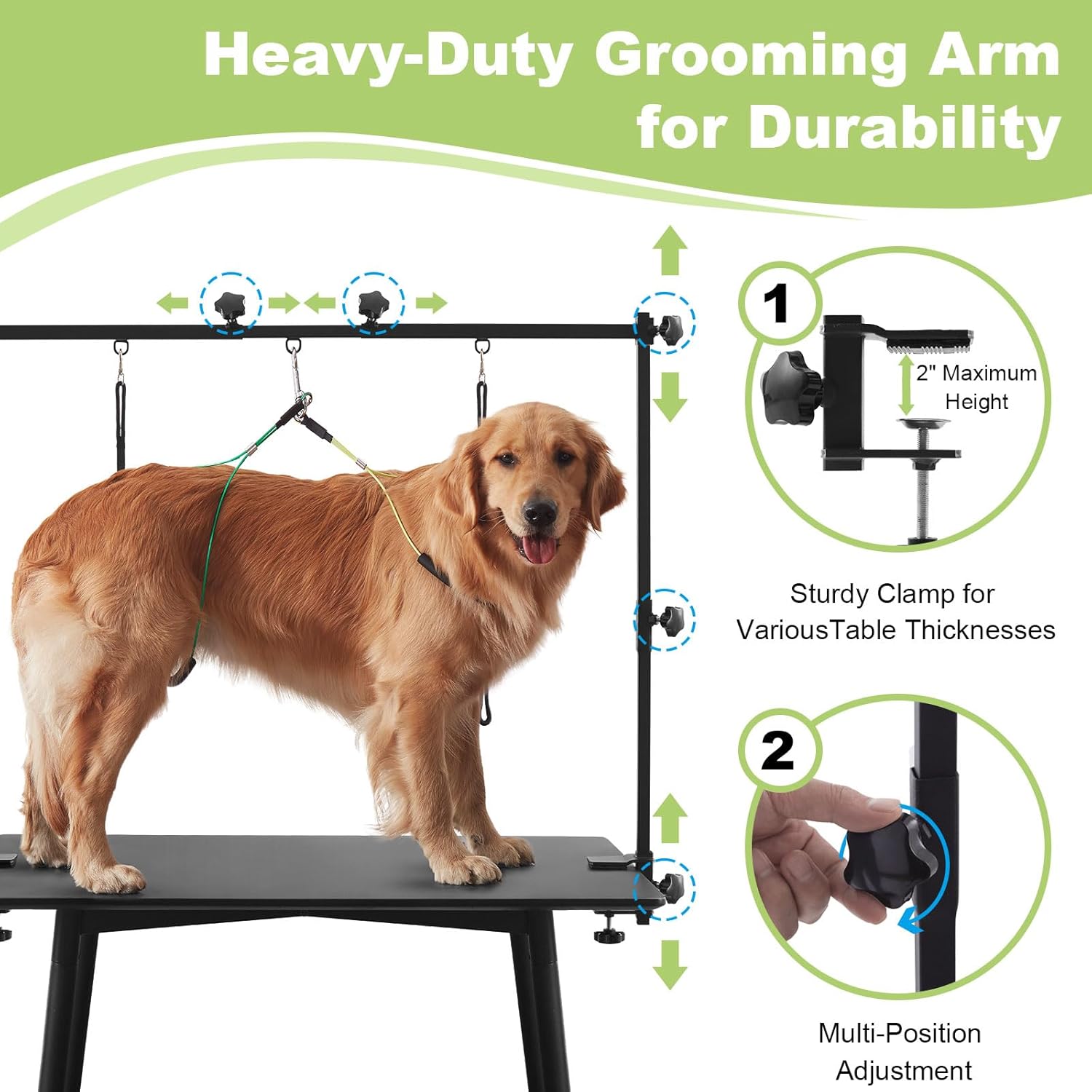 Home Dog Grooming Table Arm Adjustable 37" Height, 35"-51" Width Dog Grooming Arm with Clamp Loop Noose Medium & Large Pets(Grooming Table Not Included)