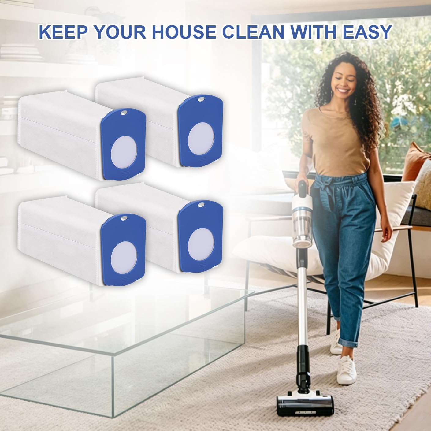 Dust Bags Compatible with Levoit AERO Cordless Stick Vacuum Cleaning Station - Replacement Vacuum Bags Dust Bag Accessories - 8 Pack