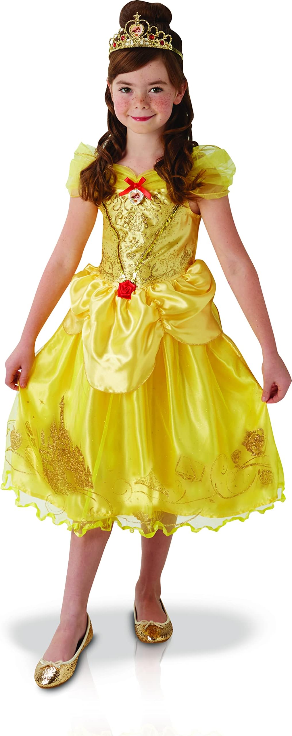 Rubie's Official Licensed Costumes Disney Beauty and the Beast Princess Belle Golden Storyteller Book Week and World Book Day Child Costume, Medium 5-6 Years