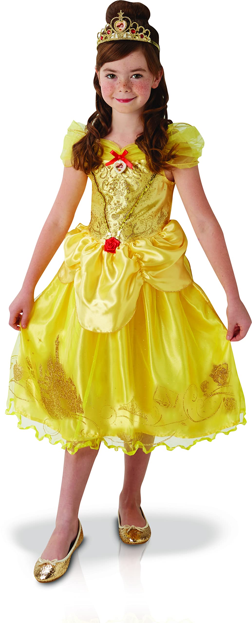 Rubie's Official Licensed Costumes Disney Beauty and the Beast Princess Belle Golden Storyteller Book Week and World Book Day Child Costume, Medium 5-6 Years