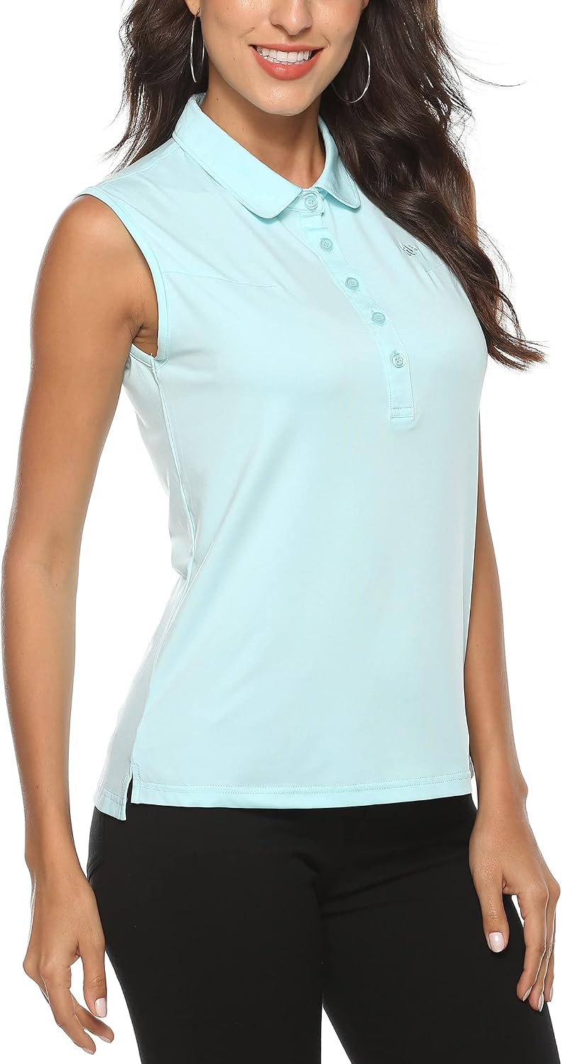 MoFiz Women's Sleeveless Golf Polo Shirts Athletic Workout Outdoor T-Shirts Quick Dry Tennis Tank Tops