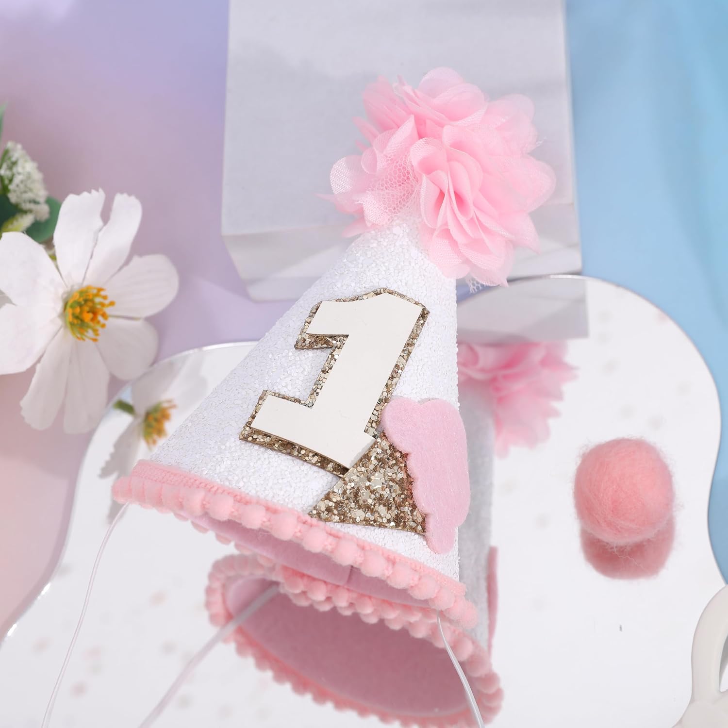 Ice Cream Flower - Summer Sweet 6 Months Birthday Decorations,Ice Cream Party Cone Hat
