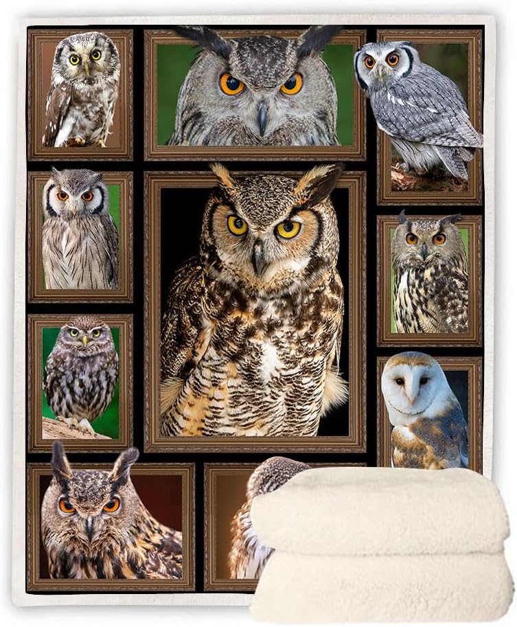 Owls Gifts for Women & Men - Owl Decor Fleece Throw Blanket, 50''x60'', Perfect for Owl Lovers, Home Decor - Image 5